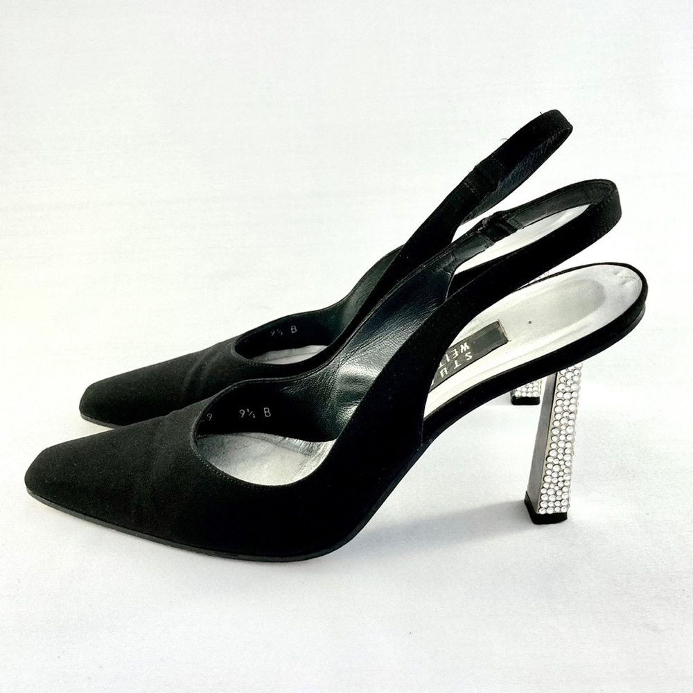 Stuart Weitzman crystal rhinestone covered slingback heels. 🖤